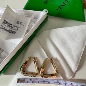 Bottega Veneta Large Gold Twist Triangle Hoop Earrings
